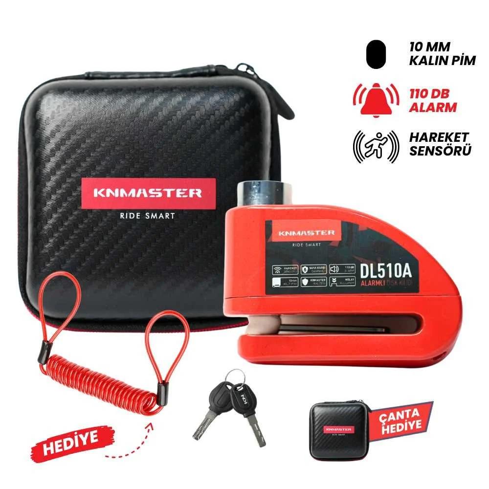 DL510A 10 mm Alarmlı Disk Kilidi Hatırlatma Kablosu ve Taşıma Çantası Hediye